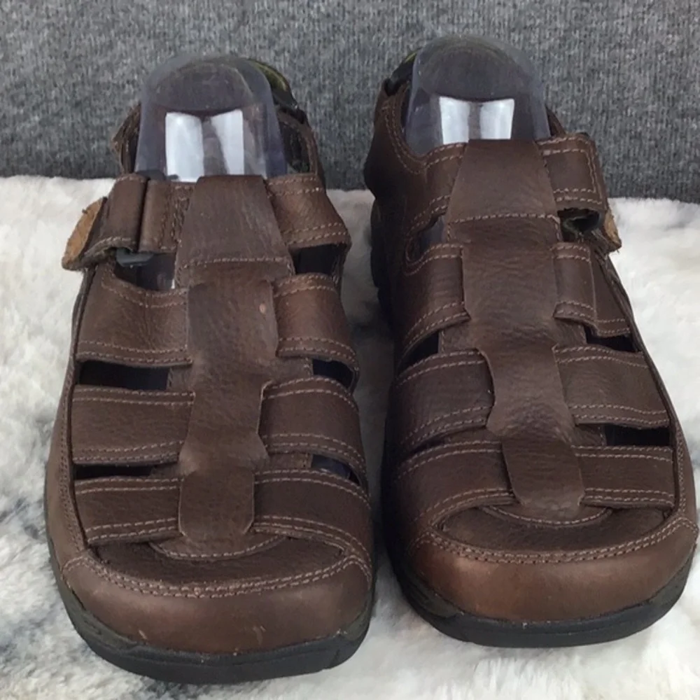 Dunham Brown Leather Adjustable Slip‎ On Fisherman Sandals Size 11D
